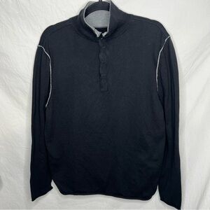 Carbon 2 Cobalt Henley Sweater Black Mens L Cashmere Blend Gloaming Refined Cozy